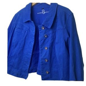 Electric Blue Jean Jacket Trendy Cropped Blue